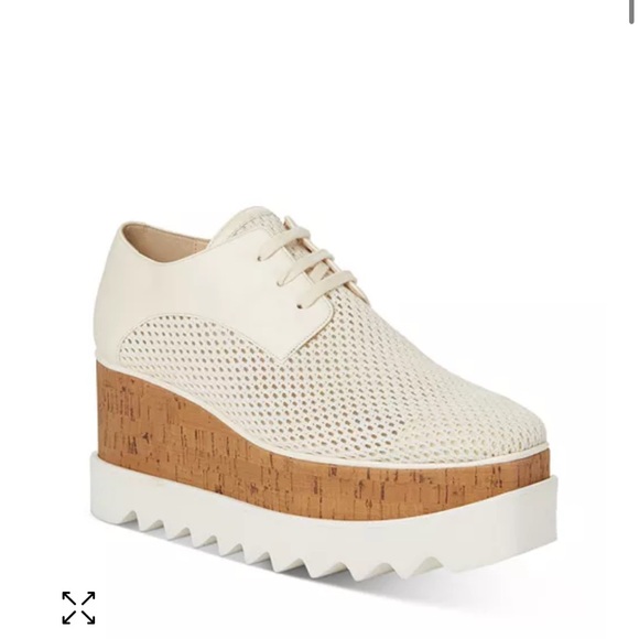 Stella McCartney Cream Mesh Lace-Up Shoes - Picture 1 of 5